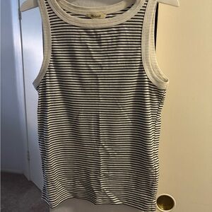 Madewell Black and White Striped Tank Top